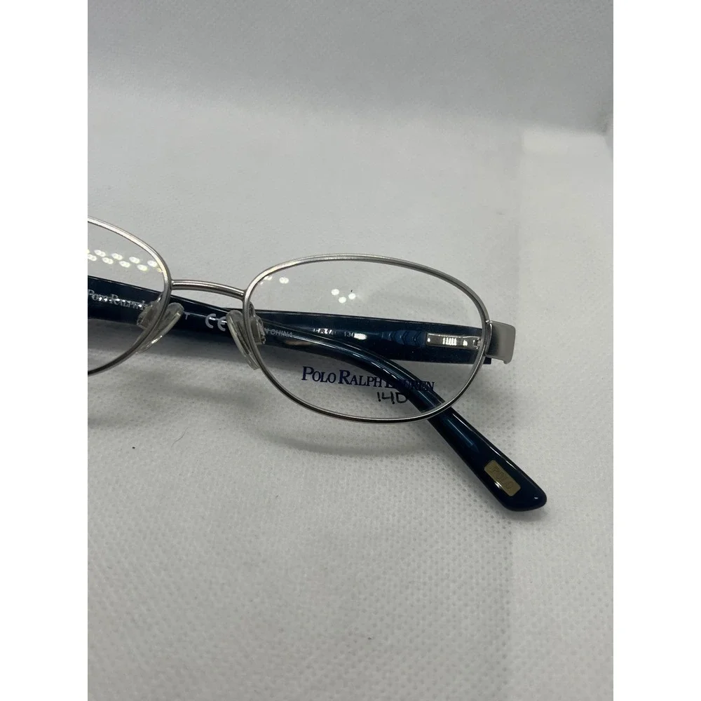 Polo Ralph Lauren 8037 3183‎ Silver Navy Blue Oval Eyeglasses Frames 45-14-130